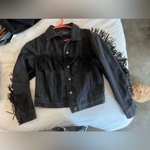 Express Jean jacket with fringe detailing
